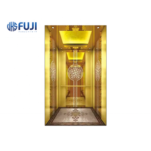 Moderno 1600Kg VVVF <span class=keywords><strong>Ascensor</strong></span> de pasajeros Cabina Titanio Lujo Gearless 630kg/1,0 m/s Color dorado Hotel <span class=keywords><strong>Ascensor</strong></span> de pasajeros <span class=keywords><strong>Precio</strong></span> barato - Product Image 2