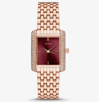 Jam Tangan Wanita MAROSERTO Logo Kustom, Jam Tangan Rantai Mini Lock Pavé Stainless Steel Warna Perak untuk Wanita
