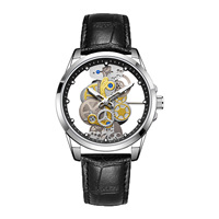 Montre de luxe étanche pour homme, automatique, avec tourbillon creux, bracelet en acier inoxydable doré, mouvement à quartz lumineux
