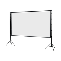 Écran de projection 84 100 120 pouces avec support, anti-lumière, pliable, en plaque de fer, double support, pour cinéma en plein air