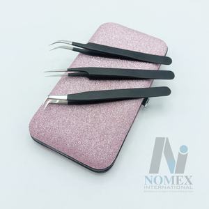Ensemble de pinces à cils noires avec des pointes polies, pinces à cils en acier inoxydable à prix de vente d'usine - Product Image 3