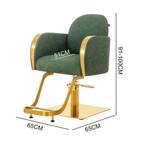 Équipement de coiffure durable, chaise de barbier rotative de luxe moderne pour salon de beauté, chaise de coiffure verte dorée pour salon de coiffure