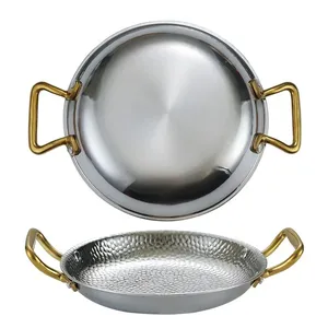 Wajan Paella Stainless <span class=keywords><strong>Steel</strong></span> Tebal, Piring Ayam Goreng Korea, Panci Hot <span class=keywords><strong>Pot</strong></span> Golden <span class=keywords><strong>Army</strong></span>, Wajan Penggorengan, Peralatan Dapur - Product Image 2