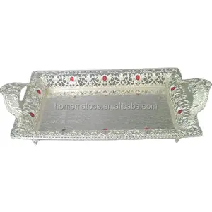 gold plated food and fruit serving tray for tableware/decoration/saudi arabic wedding kitchenware/silver iron collection gifts