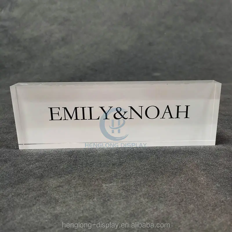 Custom Bureau Naam Plaat Clear Solid Acryl Cube Logo Blok Voor Sieraden Display