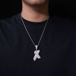 Ciondolo con Lettera A-Z in Moissanite, 26 Lettere Certificate GRA, Gioielli Hip Hop da Uomo con Diamanti, <span class=keywords><strong>Argento</strong></span> 925, Colore <span class=keywords><strong>D</strong></span> VVS - Product Image 5