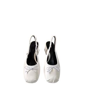 Chaussures pour femmes, talons hauts blancs à talon apparent, décoration nœud, sandales décontractées Mary Jane - Product Image 6