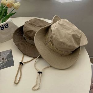 Western Cowboy Style Unisex Sun Bucket <b>Hat</b> with String <b>for</b> Sun Protection Fishing Mountaineering Cap - Product Image 1