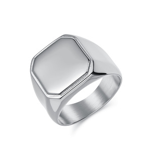 Anillo de acero inoxidable liso y cuadrado de estilo yunnique para hombre, sencillo, moderno, hip-hop, comercio electrónico transfronterizo, grabado - Product Image 5
