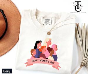 Maglietta Comfort Colors per la Giornata della Donna, 100% Cotone, Girocollo, Vestibilità Regolare, T-shirt per Celebrazione del Femminismo e dell'Ugualità, Casual Primavera-Estate - Product Image 1