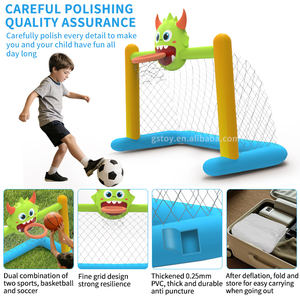 Jouets de sport de plein air en PVC 2 en 1, jeu de <span class=keywords><strong>tir</strong></span> <span class=keywords><strong>au</strong></span> ballon, jouets pour enfants, monstre de dessin animé, <span class=keywords><strong>but</strong></span> de football, ensemble de paniers de basket-ball gonflables - Product Image 2