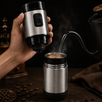 Machine à café expresso portable réutilisable en acier inoxydable, broyeur électrique rechargeable par USB 2-en-1, broyeur et cafetière pour le camping et la voiture
