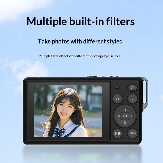 4K HD CCD Sensor Smart Mirrorless Camera with 7.1x-16x Optical Zoom 2"-3" Screen Lithium Battery TF Card Portable for Students