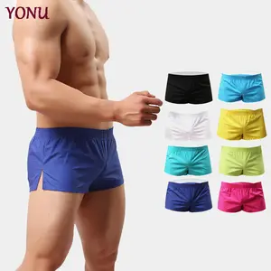 Pabrik Penjualan Langsung Pria Katun Tenun Warna Solid Pakaian Dalam Seksi Bernapas Boxer Kasual Pinggang Rendah
