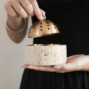 Stonekocc lüks pamuk taşı Mabkhara brülör doğal mermer tütsü Bakhoor brülör ile pirinç kapak Oud Mubkhar <span class=keywords><strong>Censer</strong></span> - Product Image 2
