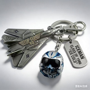 Porte-clés Top Gun 40ème anniversaire, casque Iceman, avion de chasse, porte-clés en métal - Product Image 4