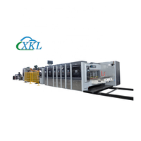 Machine d'impression flexographique 4 couleurs avec découpeuse et rainureuse pour boîtes en carton ondulé, avec système de fabrication de boîtes FFG à défilement vertical intégré