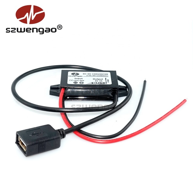 8-32V 12V/24V to 5V 3A DC-DC Buck Converter W./ USB Power Supply Charger