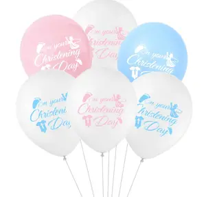 10 pz/set 12 pollici angelo stampa palloncino battesimo bambino di un anno decorazione palloncino festa di compleanno per bambini palloncino in lattice