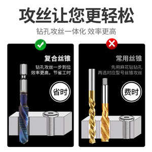 ชุดดอกสว่านโคบอลต์คอมโพสิต 3-in-1 ออลอินวัน ดอกสว่านเกลียวอเนกประสงค์พร้อม M3 สำหรับเครื่องมือตัดและขึ้นรูป - Product Image 2