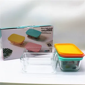 Boîte à lunch rectangulaire de haute qualité de couleur bonbon ensemble de deux ou trois pièces pour la conservation des aliments ou les cadeaux de mariage - Product Image 1