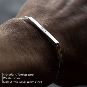 High-End Geometric Minimalist <b>Stainless</b> <b>Steel</b> <b>Bracelet</b> Custom Engraving Non-Tarnish Fashionable for Women/<b>Man</b> - Product Image 2