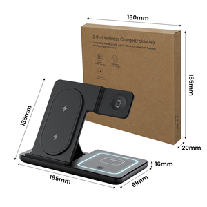 Cargador Inalámbrico <span class=keywords><strong>3</strong></span> en 1, Estación de Carga Inalámbrica Plegable para Teléfono, Auriculares y Relojes con Luz Nocturna - Product Image 5