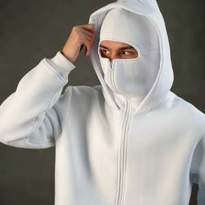 <span class=keywords><strong>2025</strong></span> 최신 디자인 사용자 정의 450gsm 지퍼 Balaclava 후디 하이 퀄리티 스트리트웨어 인쇄 일반 면 지퍼 닌자 후드 남자