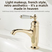 Robinet mitigeur de lavabo sous plan, chaud/froid, style rétro européen, luxe léger français, avec rallonge de robinet