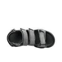 Sandales plates unisexes légères en cuir véritable à bout fermé pour l'été et le printemps, fermeture auto-agrippante, motif uni, nouvelle mode