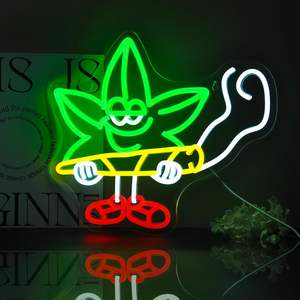 Enseigne néon LED en forme de feuille de tabac, idéale pour la décoration murale de chambre, salon, bar, salle de jeux, ou comme cadeau. - Product Image 1