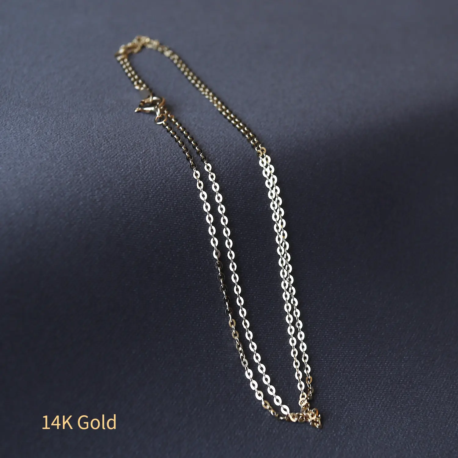 Klasik 14k katı altın kablo kolye takı toptan gerçek altın bağlantı zincirleri kadın kızlar için