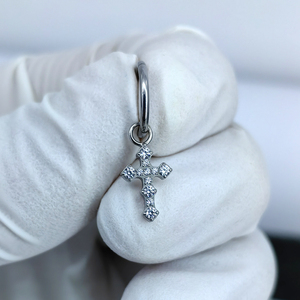 Calendo Groothandel Implantaat Kwaliteit Astm F136 Titanium Zirkonia Oorbel Cross Charme Sieraden Piercing Bengelen Charme