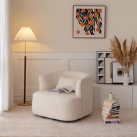 Fauteuil pivotant de style nordique, luxe léger, une place, en fausse fourrure Sherpa, pour cafés, hôtels et bureaux de vente