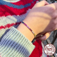 Tourmaline colorée coupe ronde Zircon cubique 925 argent Sterling Tennis main chaîne Bracelets pour femmes bijoux fins accessoires