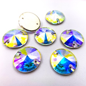Piedras de Cristal Sueltas Rivoli de 16 mm, Cristal <span class=keywords><strong>AB</strong></span> para Coser, con <span class=keywords><strong>2</strong></span> Agujeros, Topacio 5A, la Mejor Calidad, 12 Facetas, Forma Elegante - Product Image 4