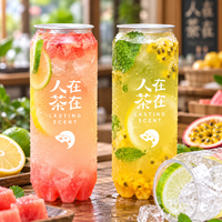 Boîtes en plastique personnalisées pour boissons froides, jus de boba, soda, 500 ml, 700 ml, transparentes, rondes, en PET, avec couvercles faciles à ouvrir
