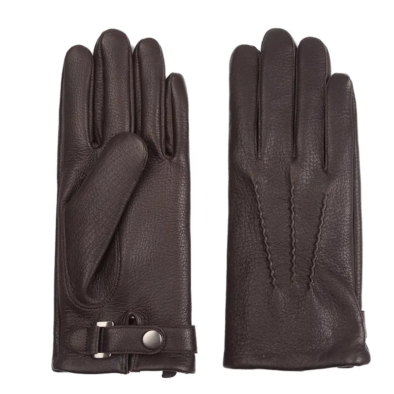 High Quality Mens Brown Wholesale Winter Genuine Deer skin Leather Car Driving Custom Gloves