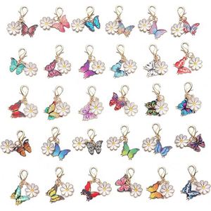 Multi Style Butterfly <b>Daisy</b> Flower Charm Set Lobster Clasp Butterfly Keychain for Backpack Key Necklace Bracelet Jewelry Making - Product Image 1