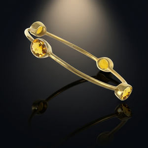 Handmade Gemstone <b>Bangle</b> <b>Bracelet</b> with Citrine Hydro Gems, Gold Plated Casual and Sporty <b>Bracelet</b> for Woman - Product Image 2
