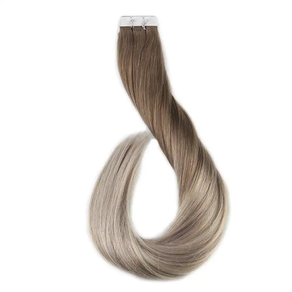 blond balayage ombre color 24 hours shipping full cuticle full end double drawn cheap price remy human tape in hair extensions