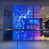 Écran LED en maille transparente pour publicité vidéo, personnalisable en couleur et en taille, pour intérieur, fabriqué en usine