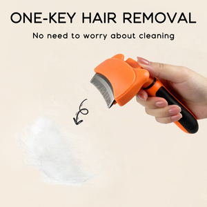 Nouvelle Arrivée Brosse Peigne Auto-Nettoyante à Lame Droite en Acier Inoxydable et TPR pour l'Élimination des Poils de Chien et du Sous-Poil - Product Image 5