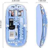 Ratón inalámbrico transparente y recargable por bluetooth, ratón silencioso recargable inalámbrico para ordenador, pc, oficina, color rosa