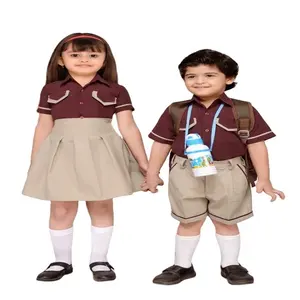 Boys & Girls Sport Sleeve Collar Neck Front Two Pocket T shirt With Half Pant & Skirt School Uniform