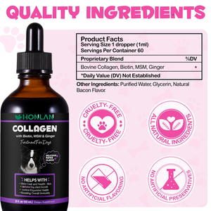 Gouttes de collagène bovin liquide pour chiens, pour une peau saine et un pelage brillant, avec biotine. - Product Image 2