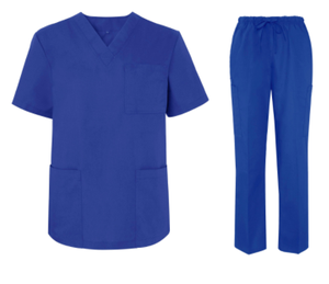 Ensembles d'uniformes médicaux unisexes en gros, économiques, comprenant un haut de blouse médicale à col en V avec fentes latérales et un <span class=keywords><strong>pantalon</strong></span> d'infirmière ajusté pour <span class=keywords><strong>femme</strong></span> avec plusieurs poches pour stylos - Product Image 3