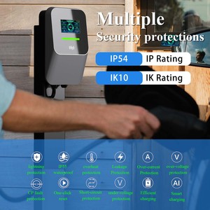 <span class=keywords><strong>Borne</strong></span> de recharge murale AC 7kW 11kW 22kW Type 2 OCPP 1.6 RFID pour véhicules électriques commerciaux, triphasée 32A - Product Image 4