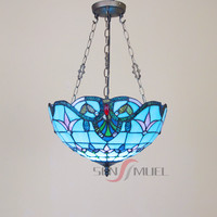 Vente en gros et vente directe d'abat-jour à souder en verre coloré vitrail style Tiffany lustres suspension LED