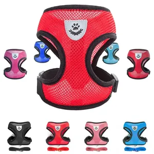 Arnés de malla transpirable reflectante de moda para perros, conjunto de correa, chaleco acolchado para cachorros grandes, botón para gatos, suministros de accesorios para perros - Product Image 5